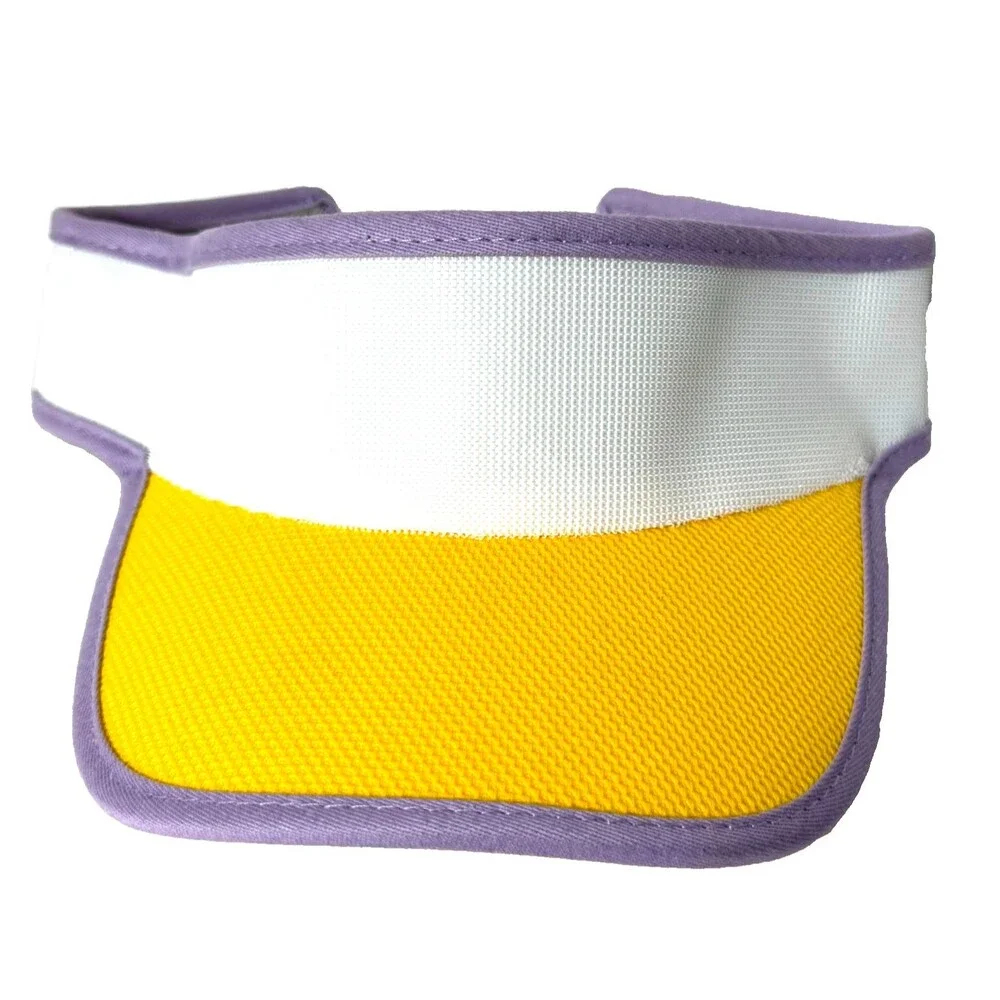 Adjustable Sun Visor Hat Wrap Around hook/ loop Running Beach Yellow Purple Cap